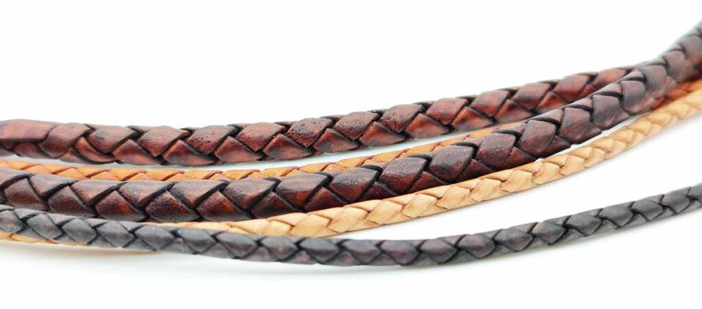 Leather cords used for jewelry, macrame, and pet accessories.